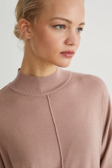 Women - Knitted dress - light brown