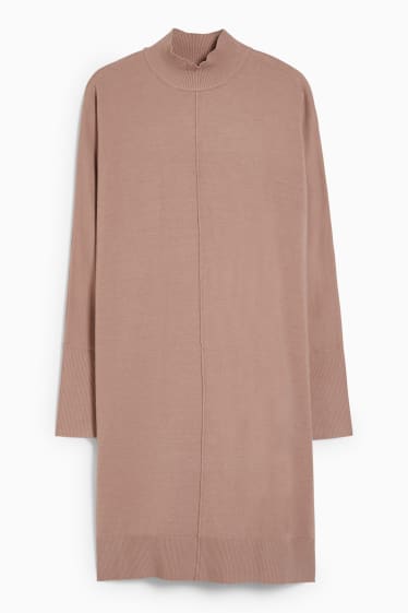 Femmes - Robe de maille - marron clair