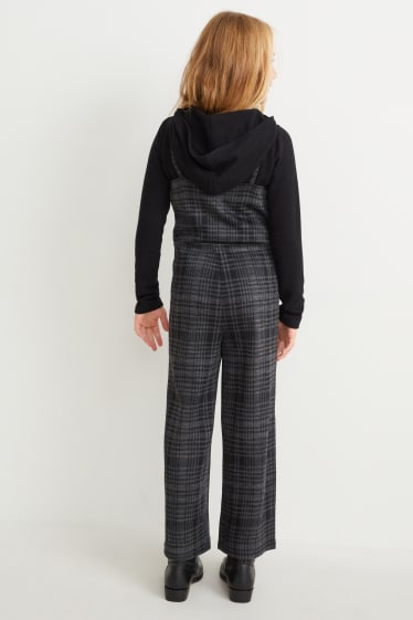 Enfants filles - Ensemble - pullover à capuche et salopette - 2 pièces - noir