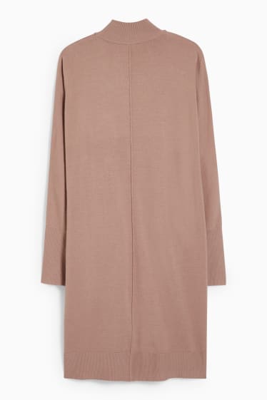 Women - Knitted dress - light brown