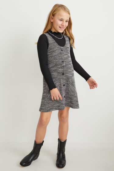Bambini - Set - vestito bouclé e maglia a maniche lunghe - 2 pezzi - nero