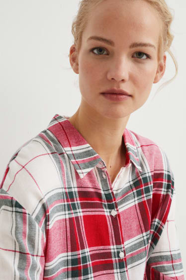 Women - Flannel pyjamas - check - red