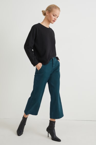 Femei - Straight jeans - talie înaltă - verde închis