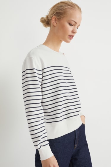 Women - Sweatshirt - striped - cremewhite