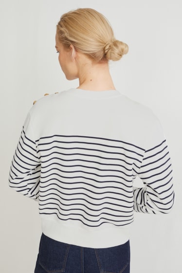 Women - Sweatshirt - striped - cremewhite