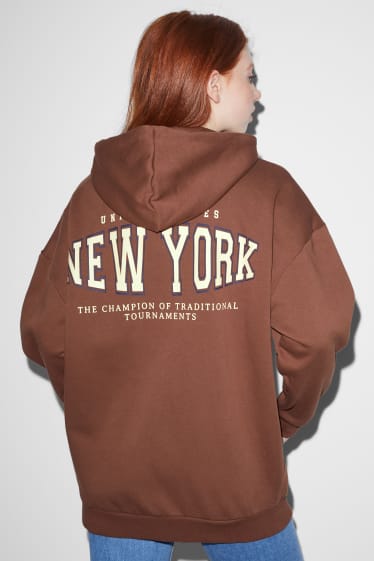 Women - CLOCKHOUSE - zip-through sweatshirt with hood - brown