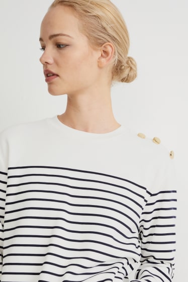 Women - Sweatshirt - striped - cremewhite