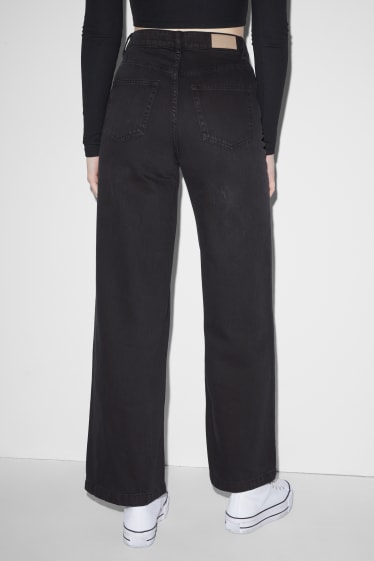 Femmes - CLOCKHOUSE - pantalon - high waist - wide leg - noir