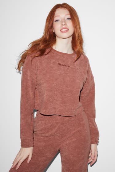 Dames - CLOCKHOUSE - kort badstof sweatshirt - terracotta