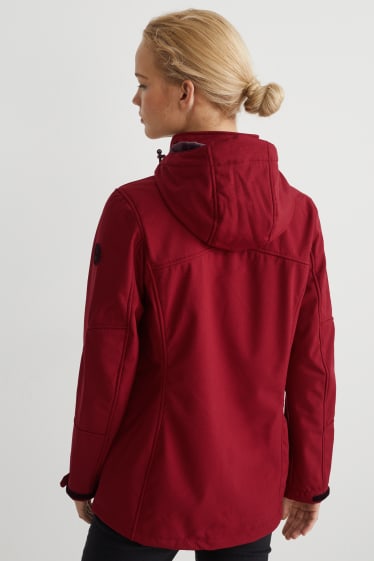 Damen - Softshelljacke mit Kapuze - dunkelrot