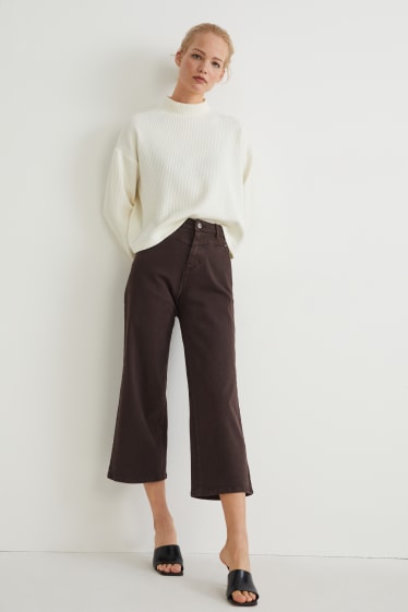 Donna - Straight jeans - vita alta - marrone scuro