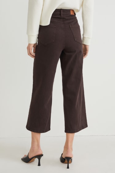 Donna - Straight jeans - vita alta - marrone scuro