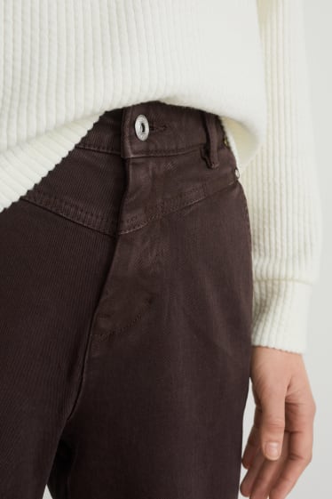 Donna - Straight jeans - vita alta - marrone scuro