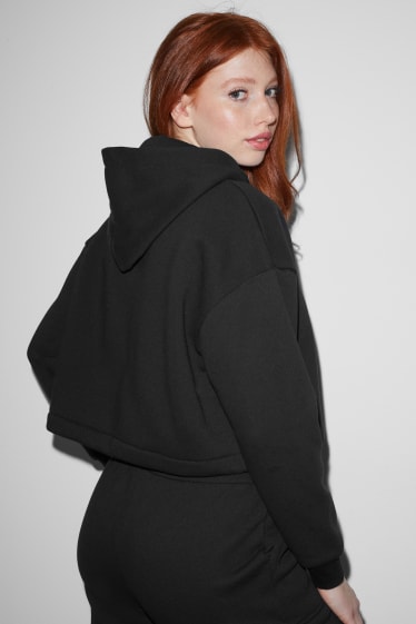 Dames - CLOCKHOUSE - crop hoodie - zwart
