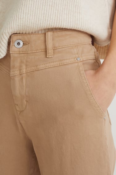 Donna - Straight jeans - vita alta - marrone chiaro