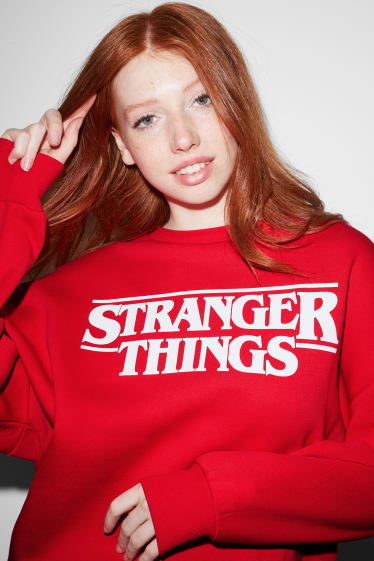 Kobiety - CLOCKHOUSE - bluza - Stranger Things - czerwony