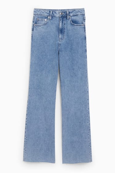 Women - CLOCKHOUSE - wide leg jeans - high waist - denim-light blue