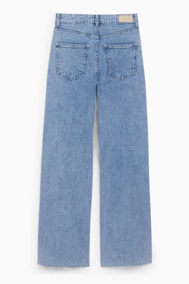 Women - CLOCKHOUSE - wide leg jeans - high waist - denim-light blue