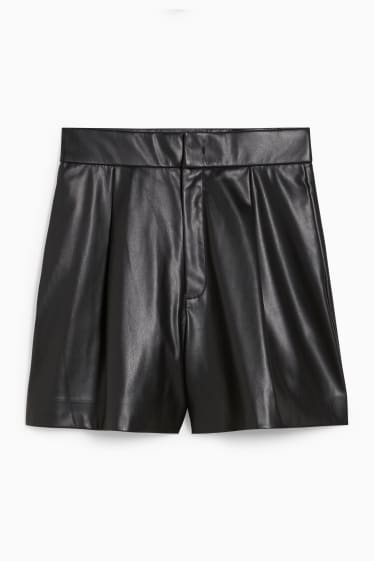 Damen - Shorts - Lederimitat - schwarz