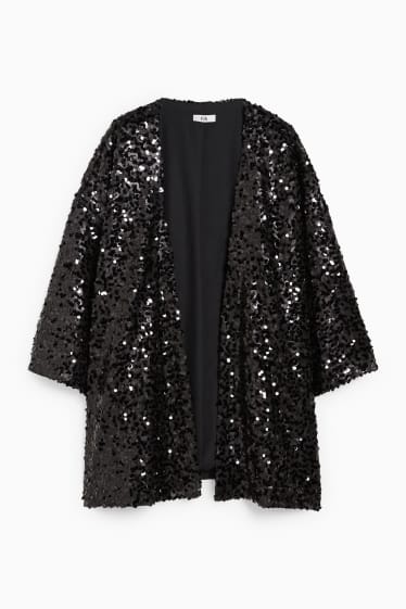 Women - Sequin kimono - shiny - black