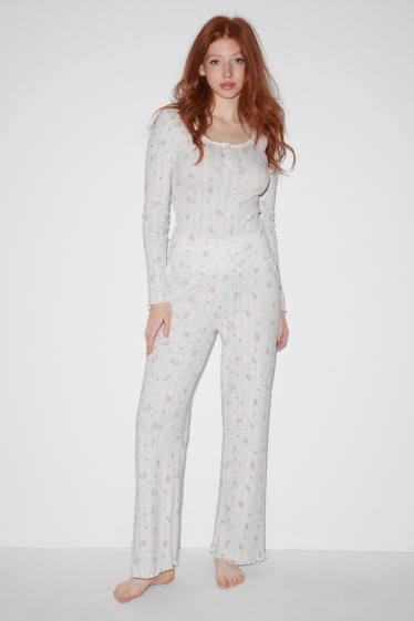 Dona - CLOCKHOUSE - pantalons de pijama - de flors - blanc