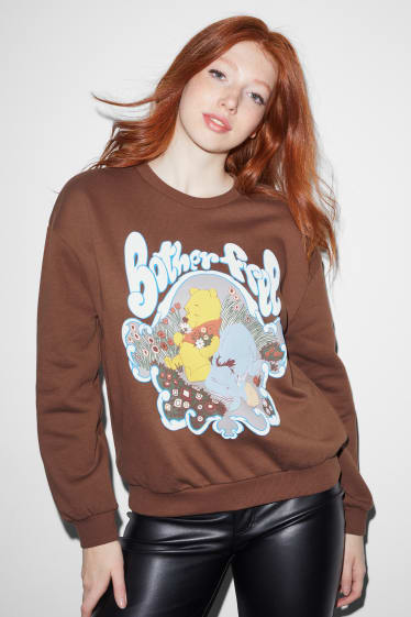 Dames - CLOCKHOUSE - sweatshirt - Winnie de Poeh - donkerbruin