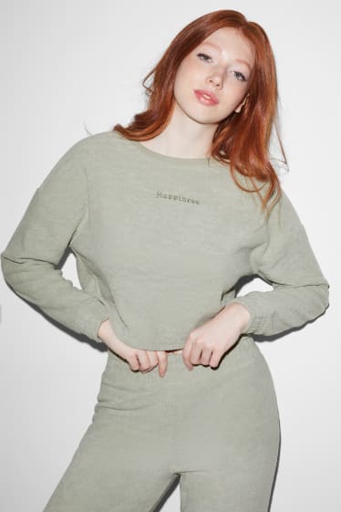 Mujer - CLOCKHOUSE - sudadera crop de rizo - verde menta