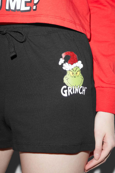 Damen - Weihnachts-Pyjamashorts - Der Grinch - schwarz