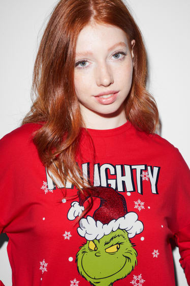 Tieners & jongvolwassenen - CLOCKHOUSE - shirt voor de kerst - de Grinch - rood