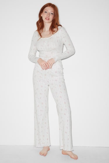 Dona - CLOCKHOUSE - part superior de pijama - de flors - blanc