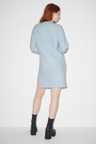 Femmes - CLOCKHOUSE - robe en maille - motif tressé - bleu clair