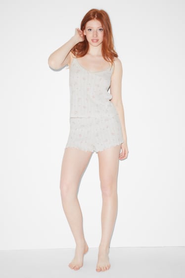 Dona - Top de pijama - de flors - blanc