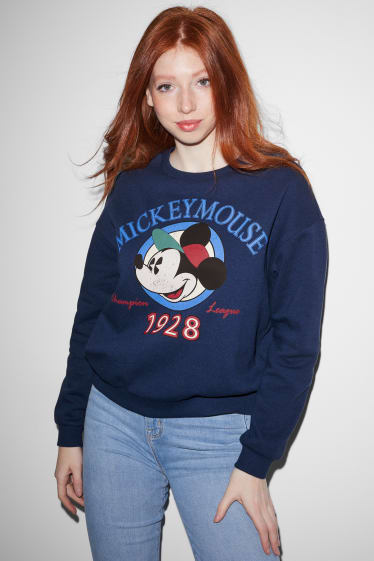 Femmes - CLOCKHOUSE - sweat - Mickey Mouse - bleu foncé