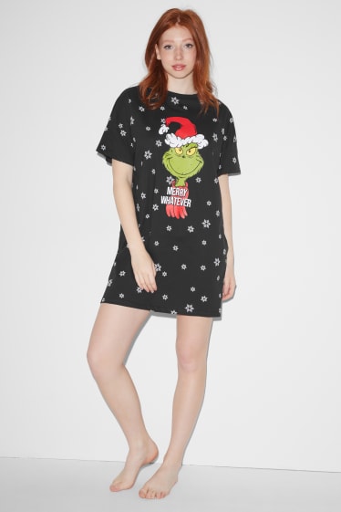 Dámské - CLOCKHOUSE - vánoční tričko na spaní - Grinch - černá