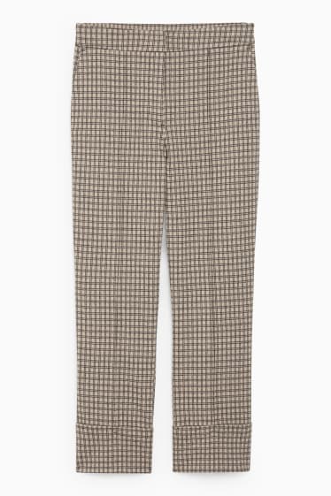 Women - Cloth trousers - mid-rise waist - tapered fit - check - beige