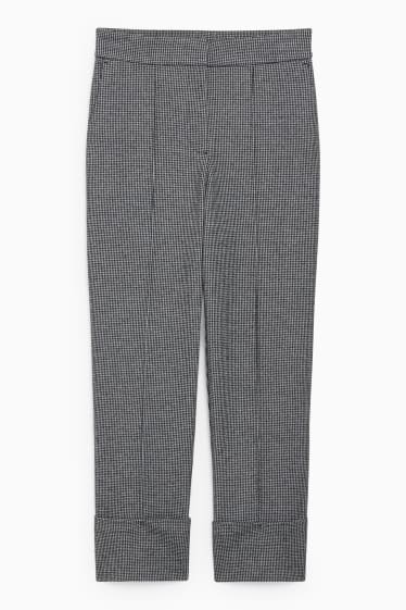 Women - Cloth trousers - mid-rise waist - tapered fit - dark gray