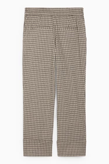 Femmes - Pantalon de toile - mid waist - tapered fit - à carreaux - beige