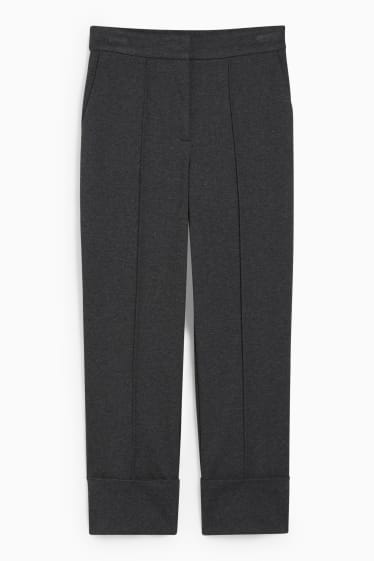 Femmes - Pantalon de toile - mid waist - tapered fit - mélange gris foncé