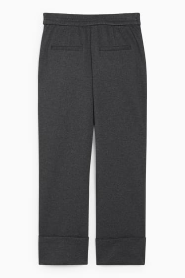 Femmes - Pantalon de toile - mid waist - tapered fit - mélange gris foncé