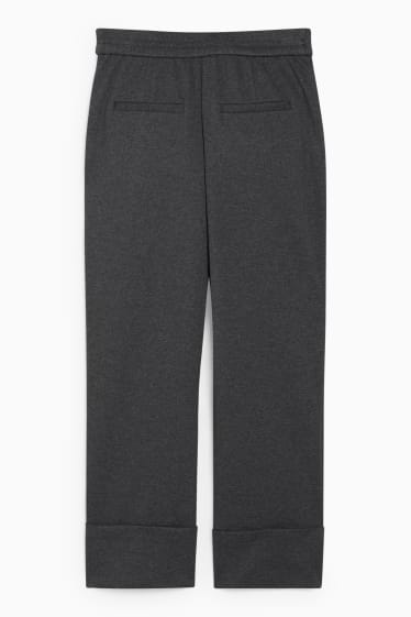 Damen - Stoffhose - Mid Waist - Tapered Fit - dunkelgrau-melange