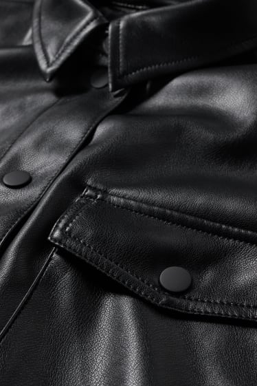 Dámské - CLOCKHOUSE - košilová bunda - imitace kůže - černá