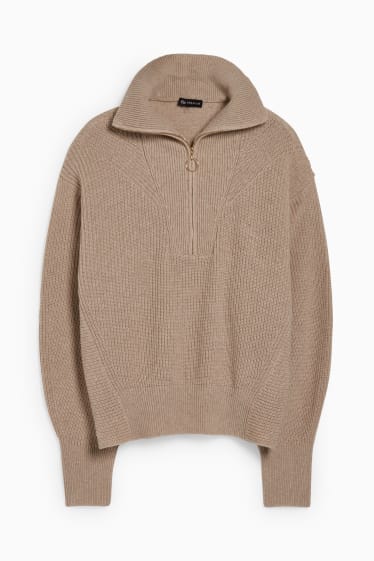 Damen - Pullover - hellbeige