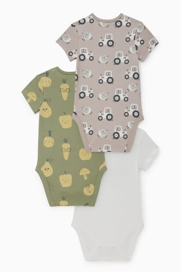 Babies - Multipack of 3 - baby bodysuit - white / dark green