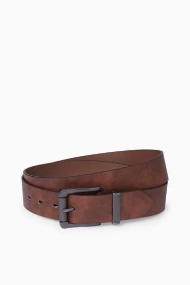 Men - Belt - faux leather - brown