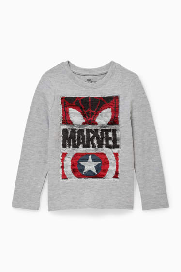 Copii - Marvel - tricou cu mânecă lungă - gri deschis melanj