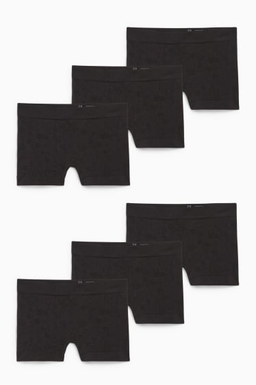 Dames - Set van 6 - boxershorts - naadloos - zwart