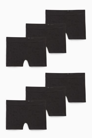 Damen - Multipack 6er - Boxershorts - seamless - schwarz