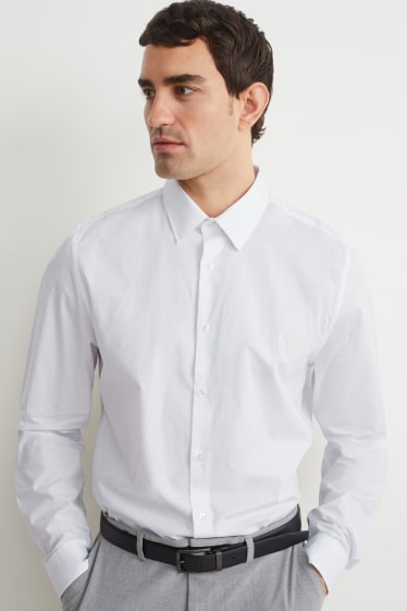 Uomo - Camicia business - slim fit - maniche ultralunghe - facile da stirare - bianco