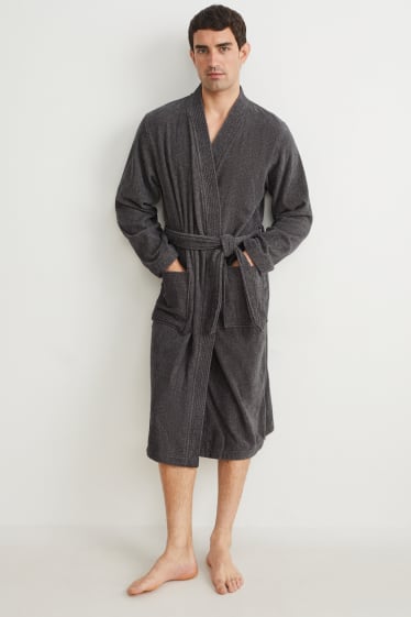 Men - Bathrobe - gray-melange