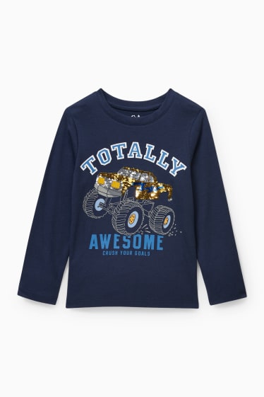 Kinderen - Longsleeve - glanseffect - donkerblauw